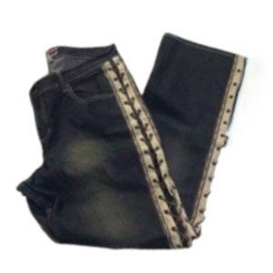 VTG Z Cavaricci Embroidered side-lace-up Jeans